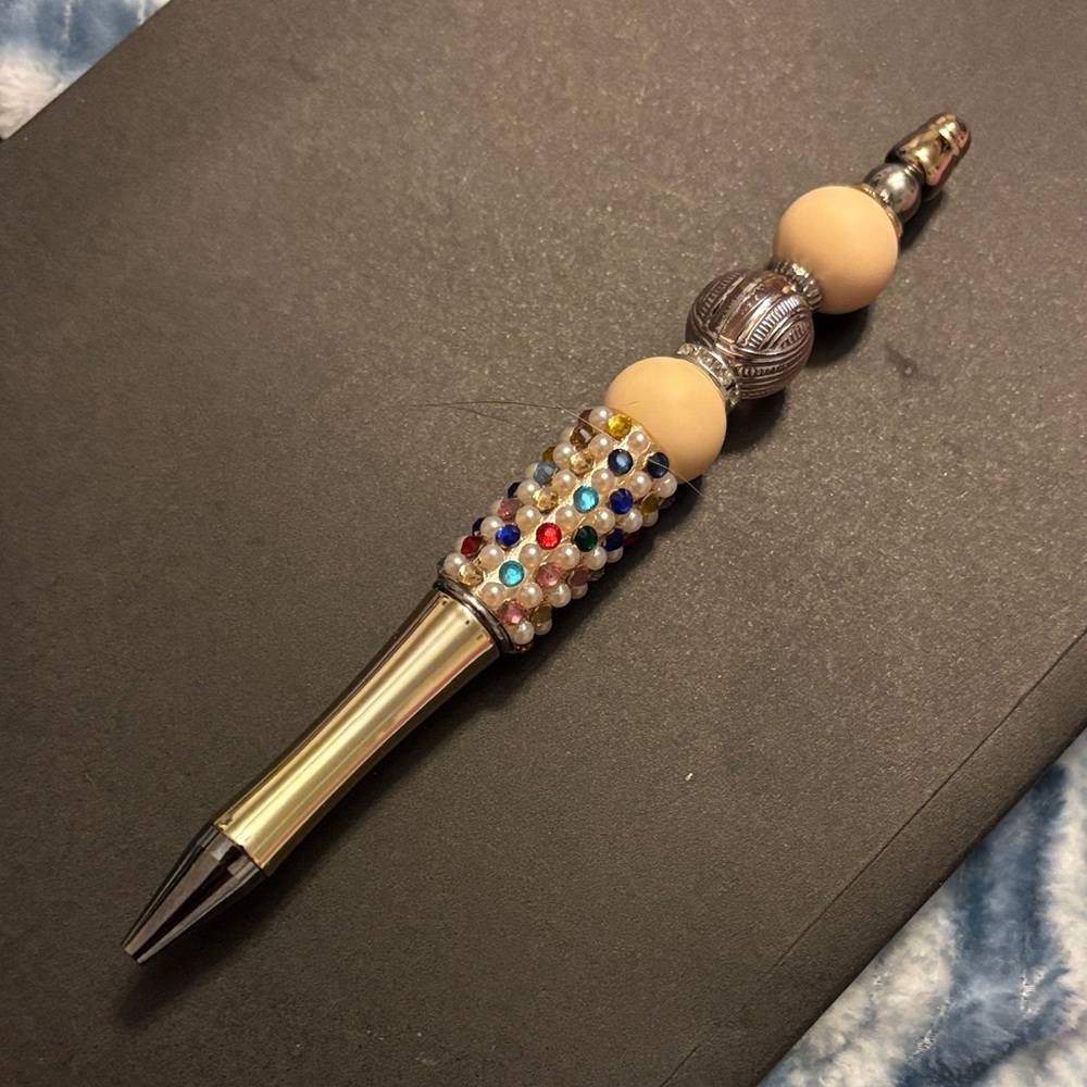Elegant Beaded Pen with Multicolor Accents